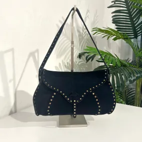 Celine Studded Dark Blue Suede Shoulder Bag