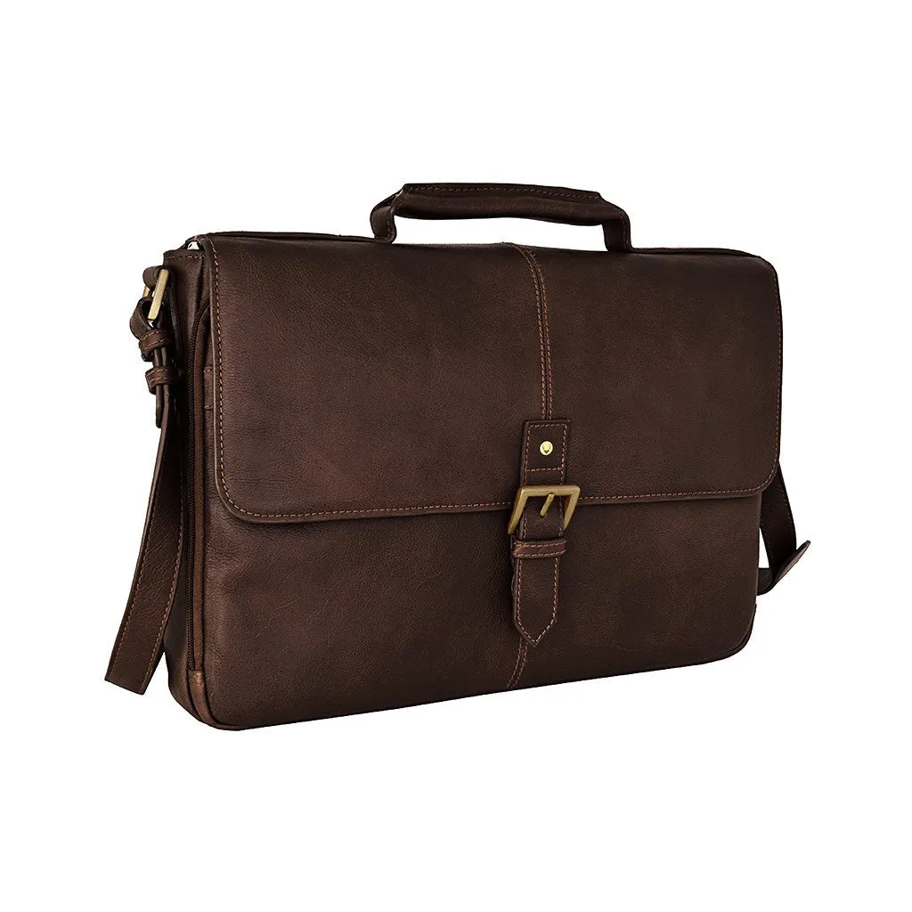 Charles Leather 15" Laptop Compatible Briefcase Work Bag