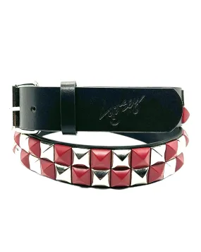 Checkered Studded Belt, Red