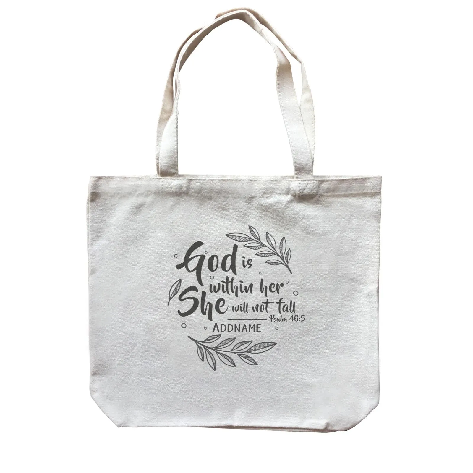 Christian For Her God is WIthin Her She Will Not Fall Psalm 46.5 Addname Canvas Bag