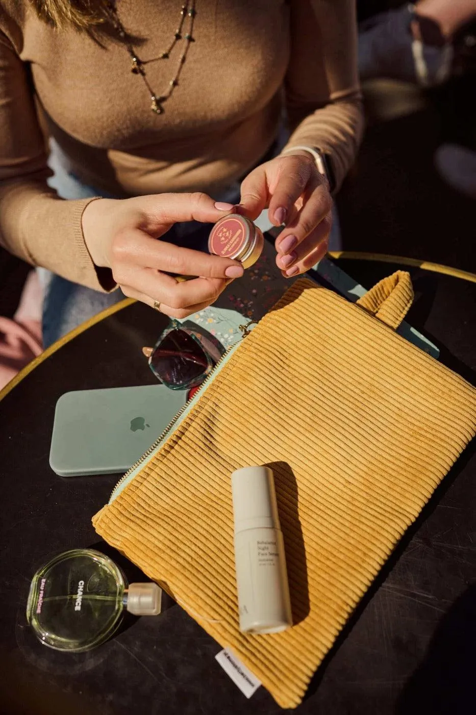 Corduroy Handbag Organizer Deep Yellow | Pouch Bag