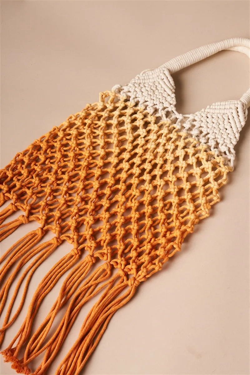 Crochet Fringe Two Tone Beach Tote  4 Colors!