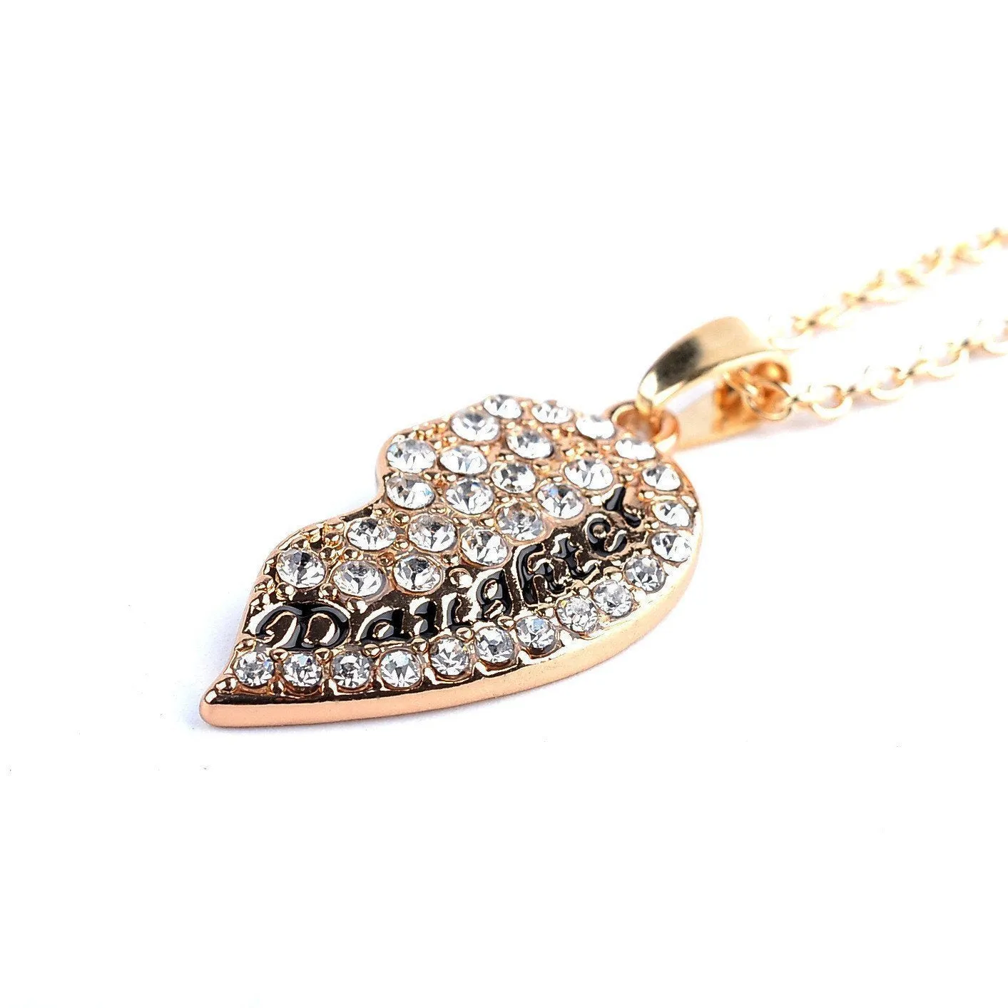 Crystal Studded Two-Part Heart Mother-Daughter Pendant Necklaces