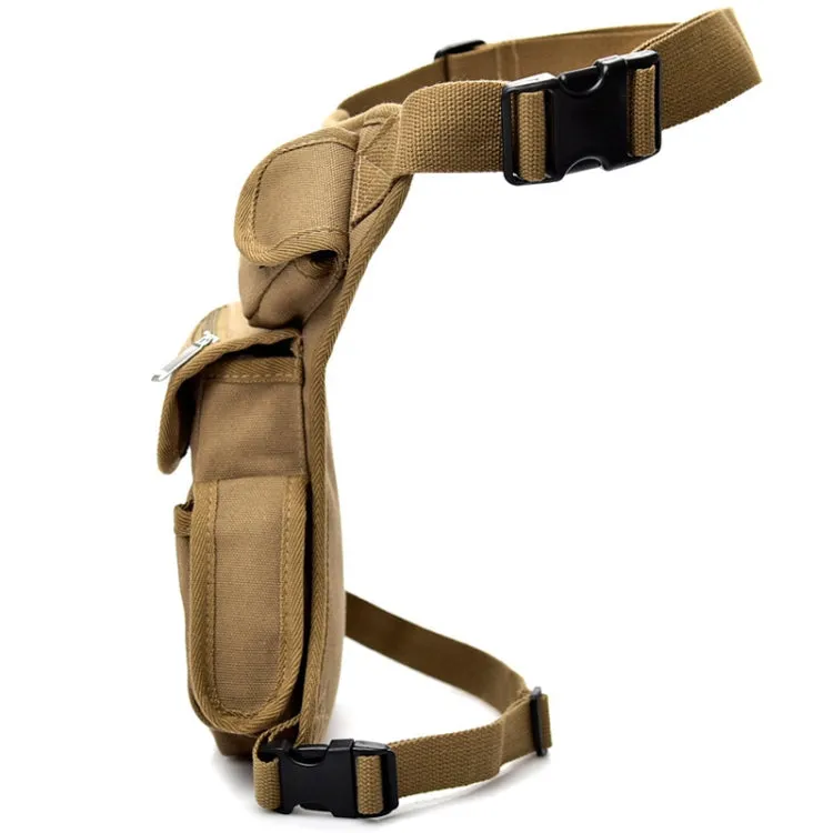 Cycling Canvas Waist Bag Outdoor Multi-Functional Leg Bag Casual Sports Waist Bag(Khaki)