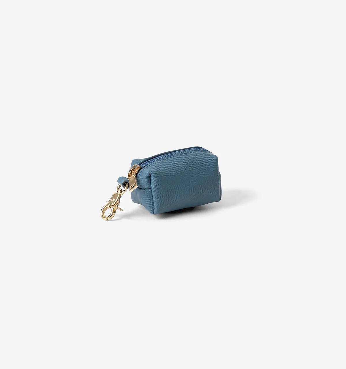 Denim Blue Leather Poop Bag Holder