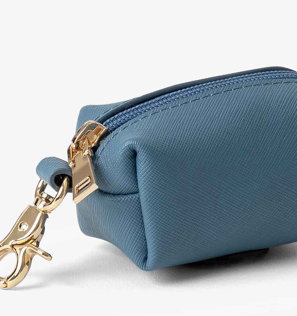 Denim Blue Leather Poop Bag Holder