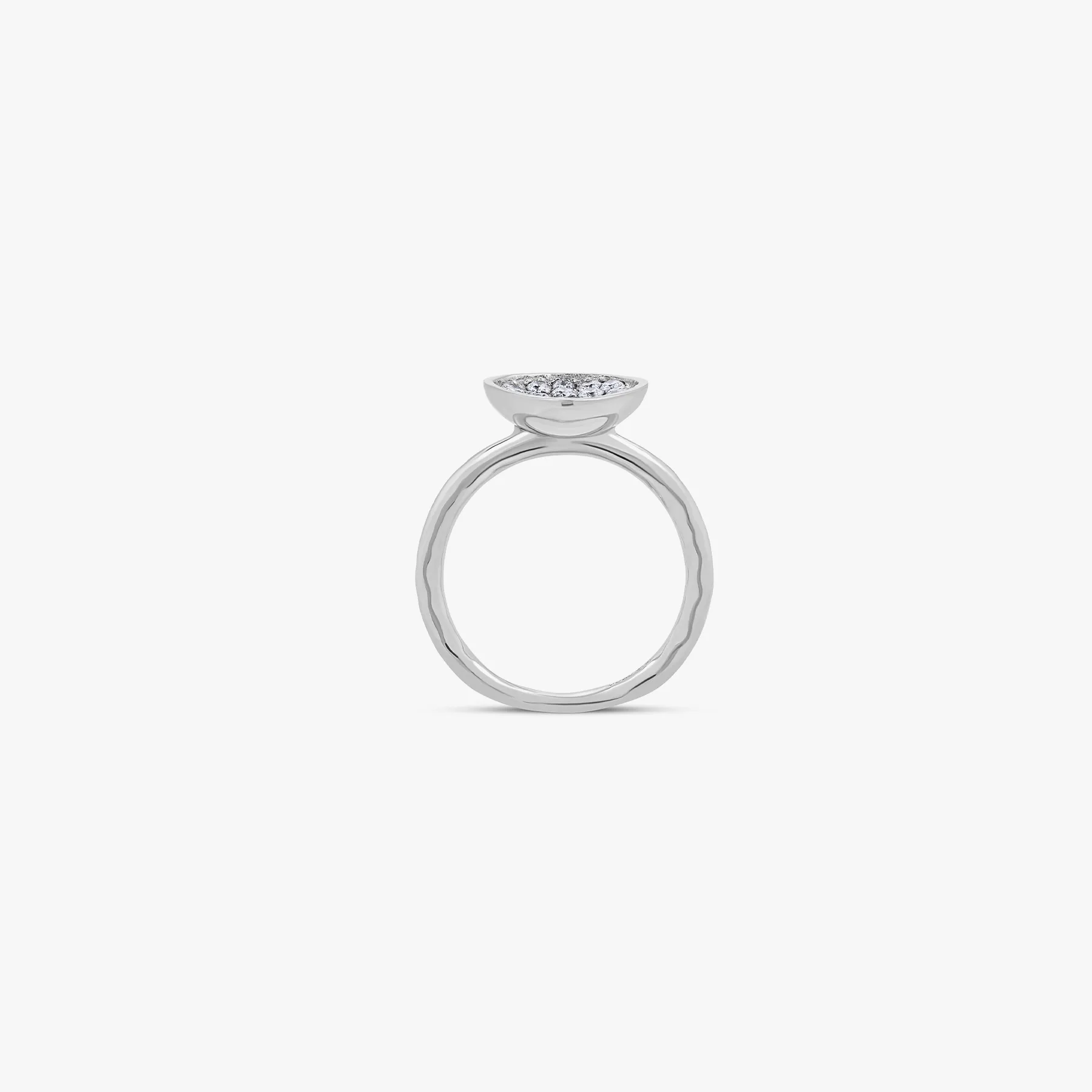 Diamond Pebble ring with micropave white diamond in white gold