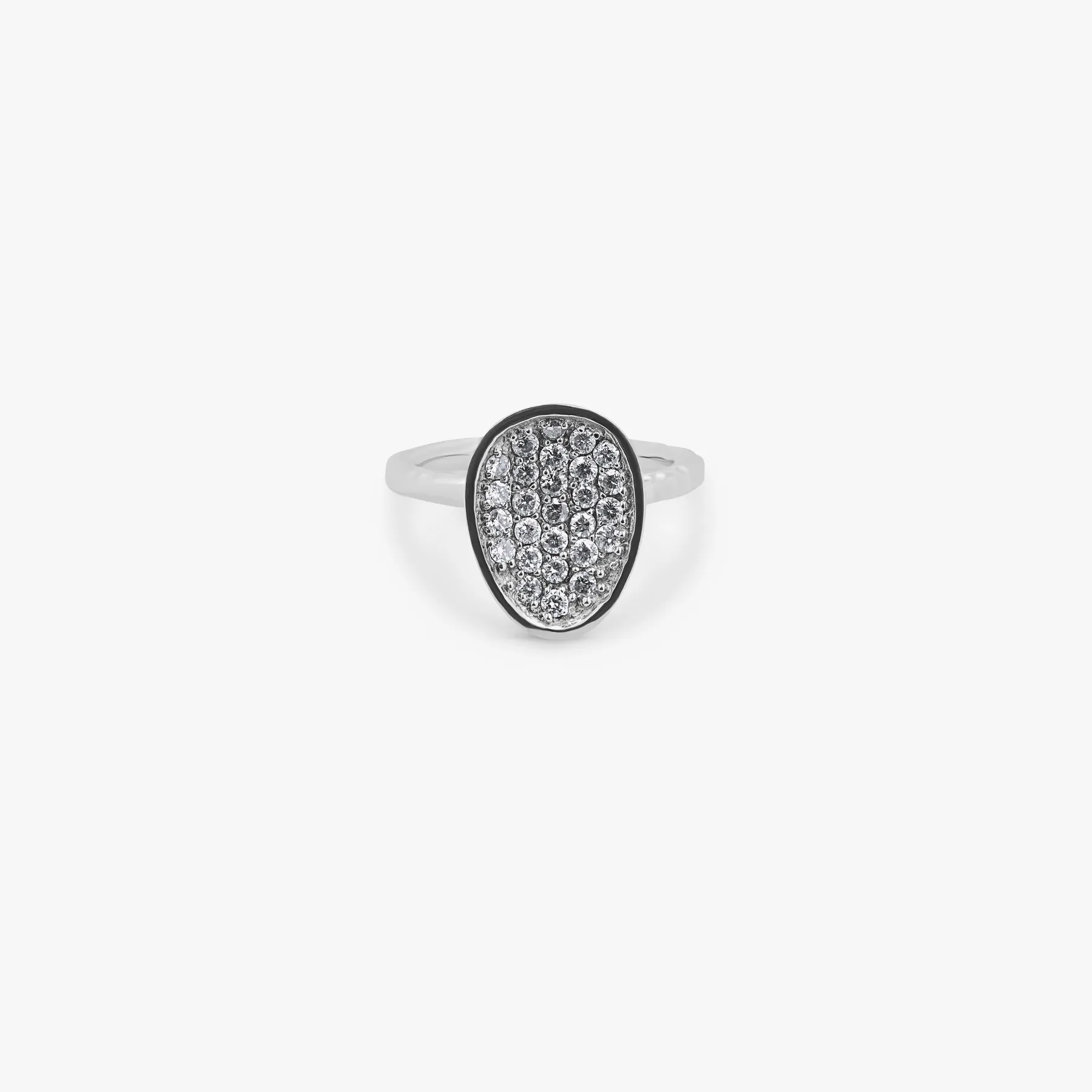 Diamond Pebble ring with micropave white diamond in white gold