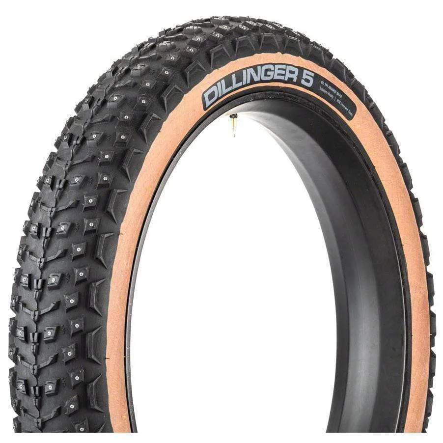 Dillinger 5 Tire - 27.5 x 4.5 Tubeless Folding Tan 60 TPI 252 Concave Carbide Aluminum Studs