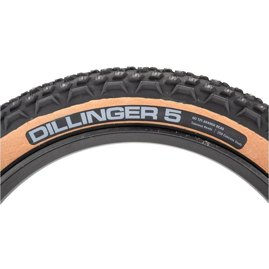 Dillinger 5 Tire - 27.5 x 4.5 Tubeless Folding Tan 60 TPI 252 Concave Carbide Aluminum Studs