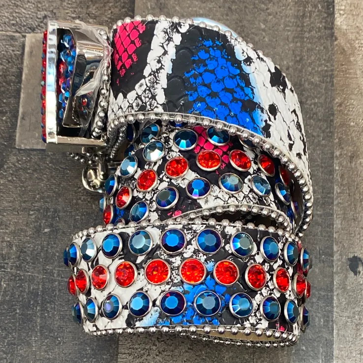 Dna Premium Wear- studded belt (red/blue/pink)