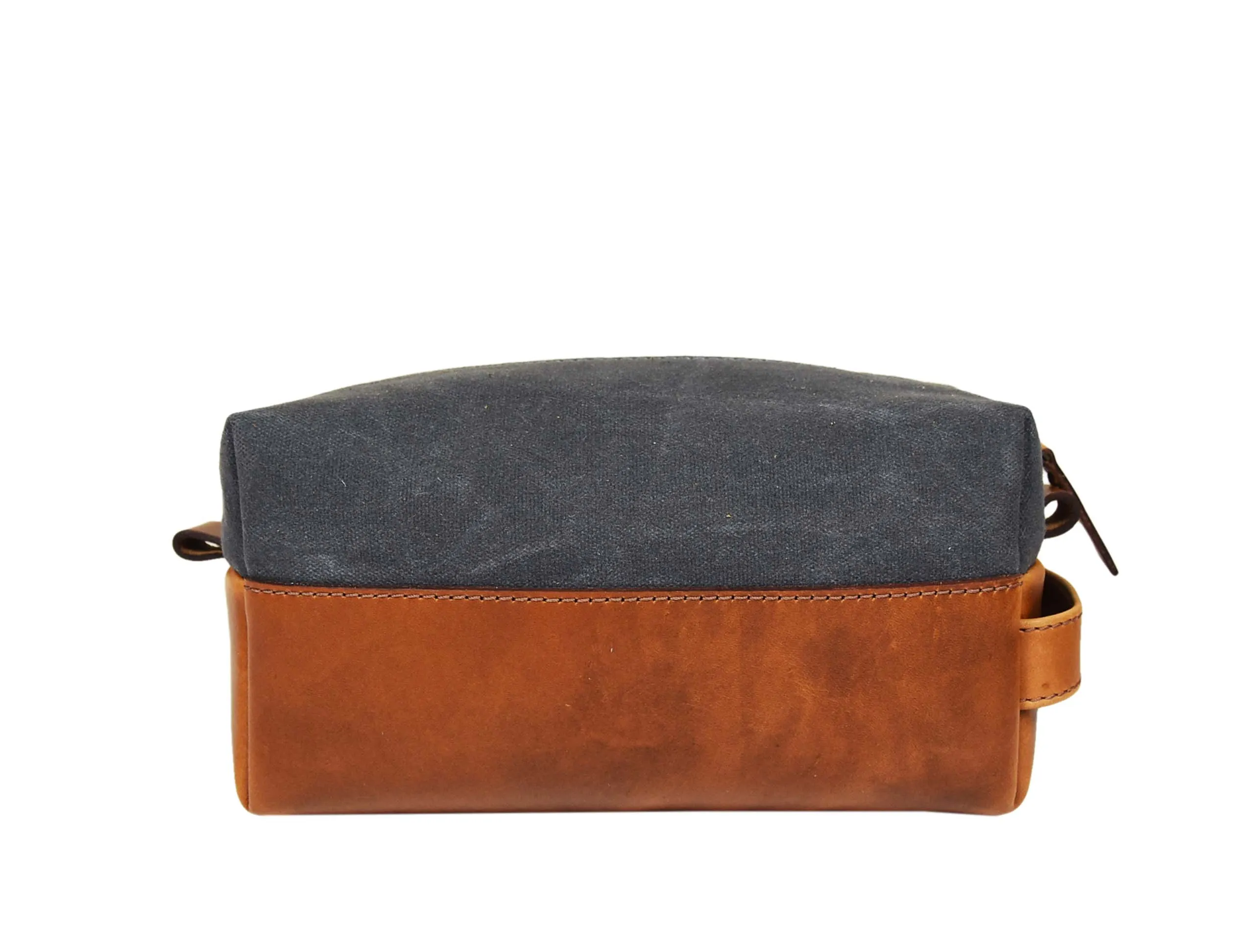 Dorval Leather Canvas Toiletry Bag - Cinnamon Brown