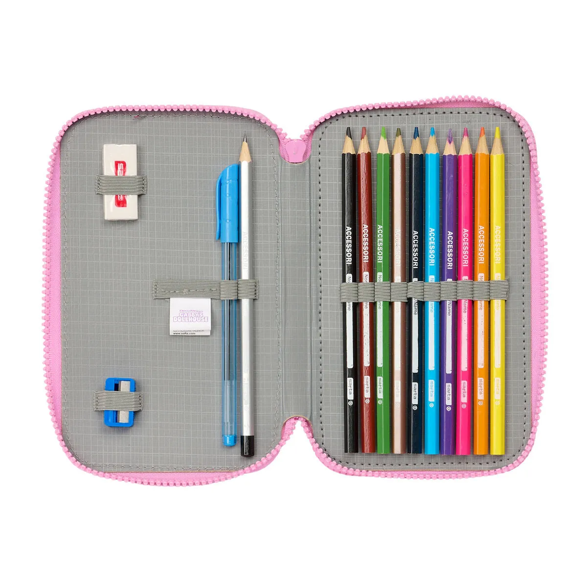 Double Pencil Case Gabby's Dollhouse Party Pink 12.5 x 19.5 x 4 cm 28 Pieces