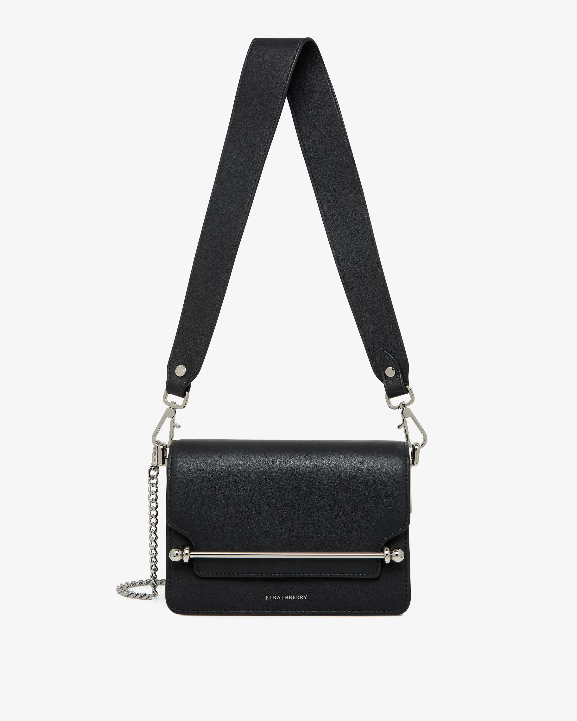 East/West Mini Multi-Strap - Black with Silver Hardware