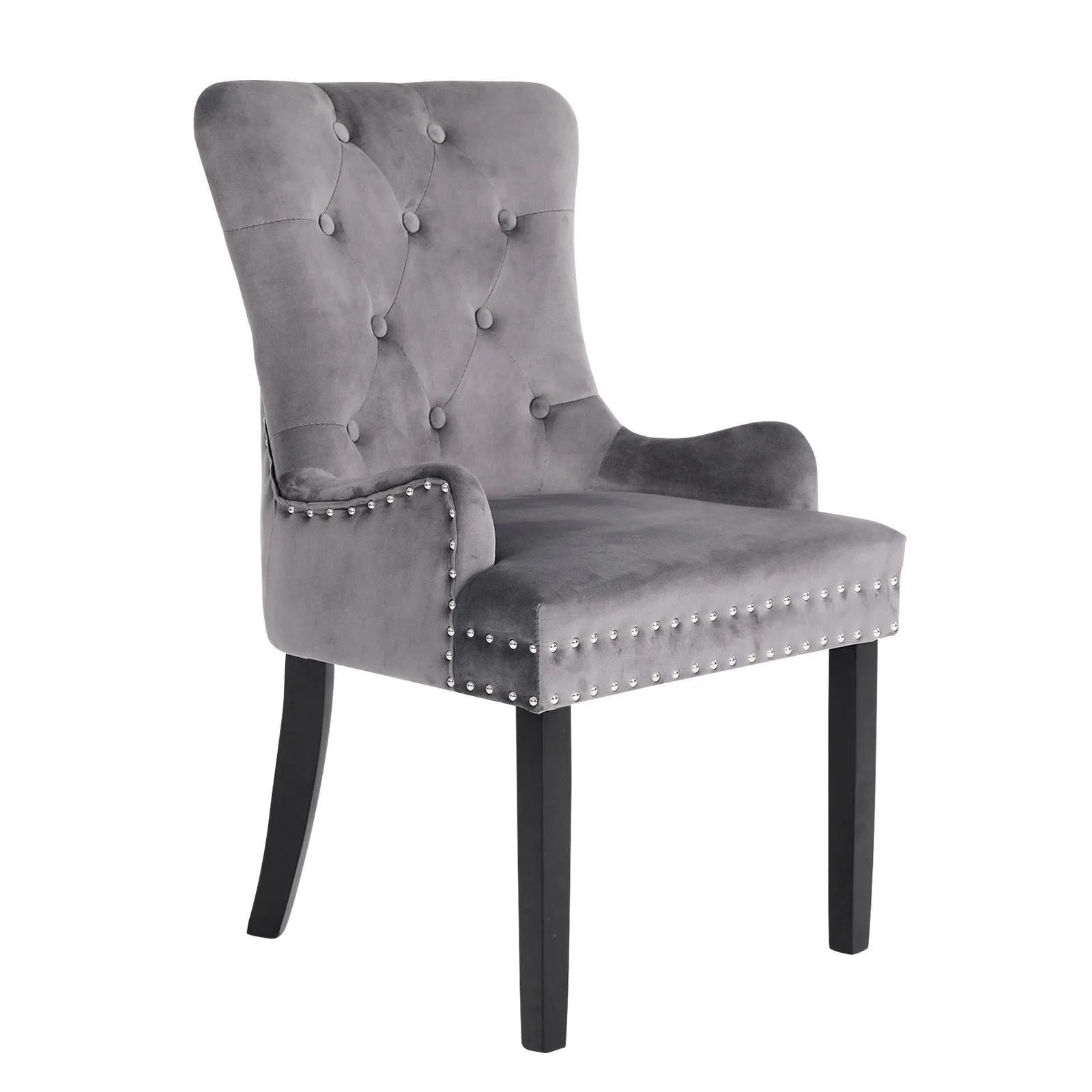 Elegant Velvet French Provincial Dining Chair, Grey - La Bella