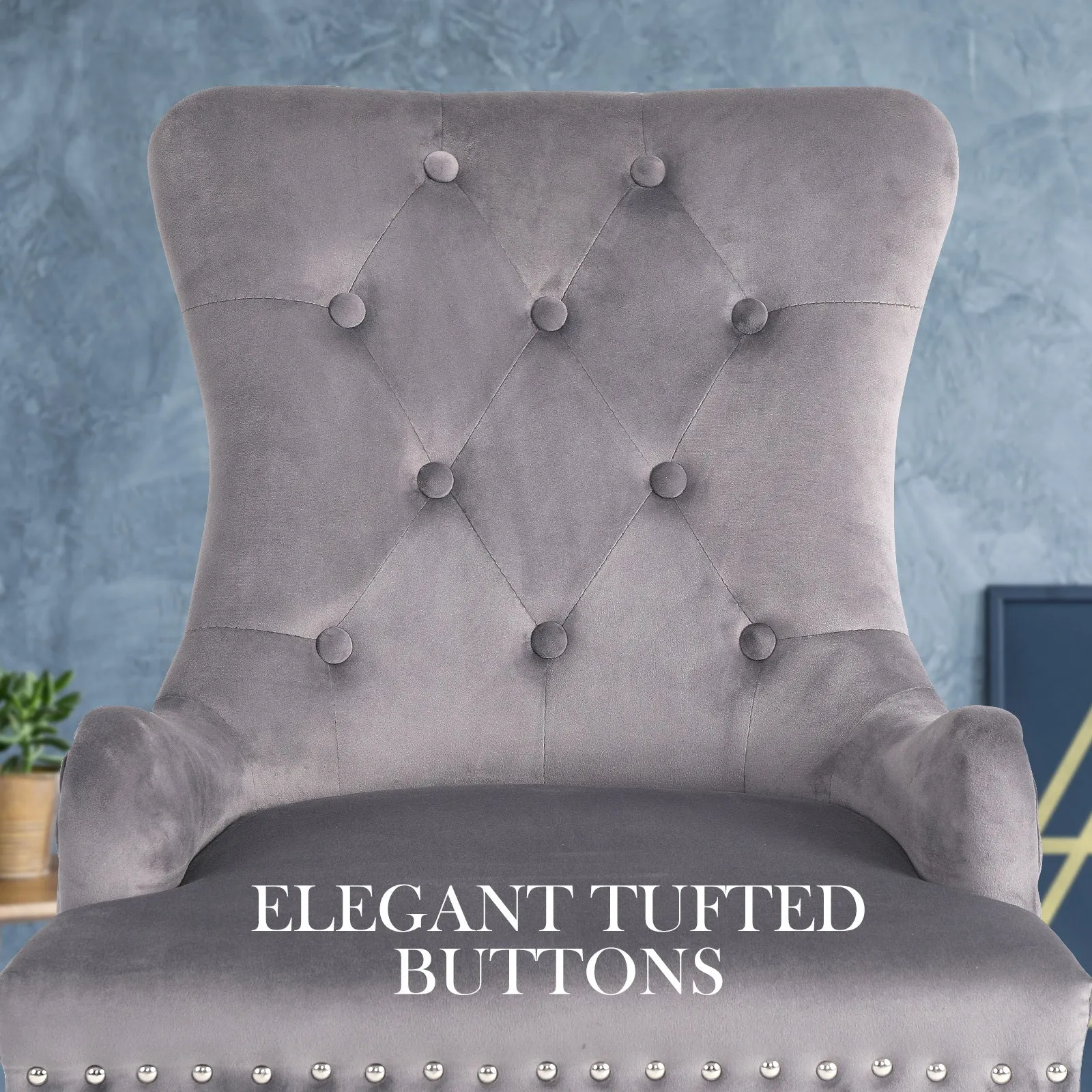 Elegant Velvet French Provincial Dining Chair, Grey - La Bella