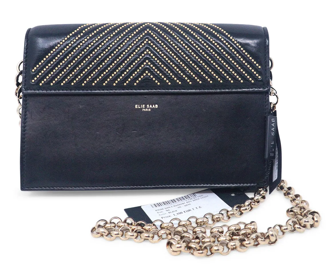 Elie Saab Black Studded Shoulder Bag