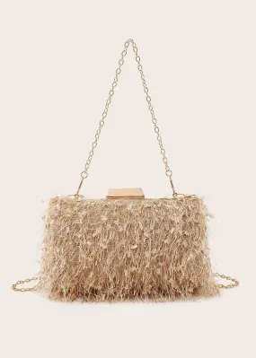 Ellie Fringe Clutch Beige