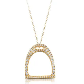 Embellished Equestrian Stirrup CZ Pendant - 9ct Gold