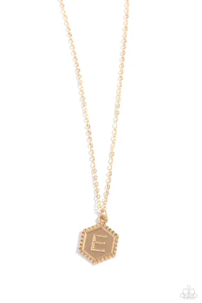 Emblematic Elegance - Gold - E Necklace