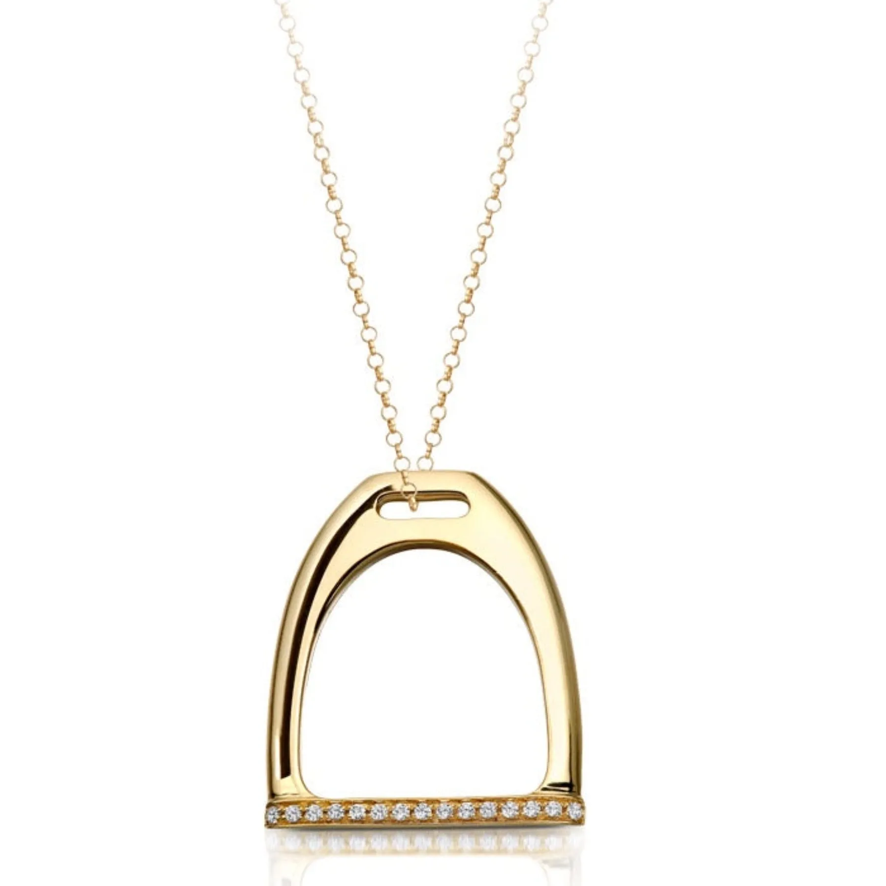 Equestrian Stirrup CZ Pendant - 9ct Gold