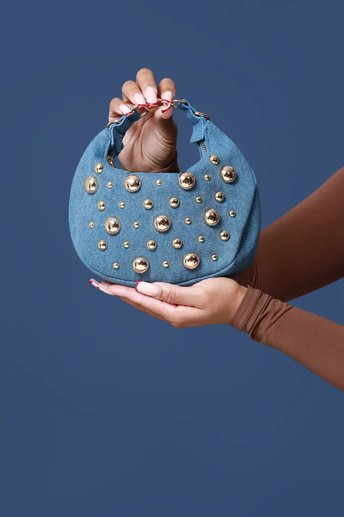 Finishing Touch Studded Crossbody Purse - Denim Blue