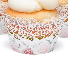 Floral Laser Cut Cupcake Wraps