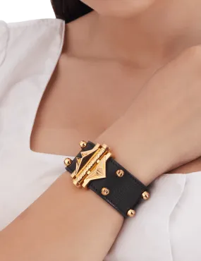 Geometric Lip Black Studded Cuff