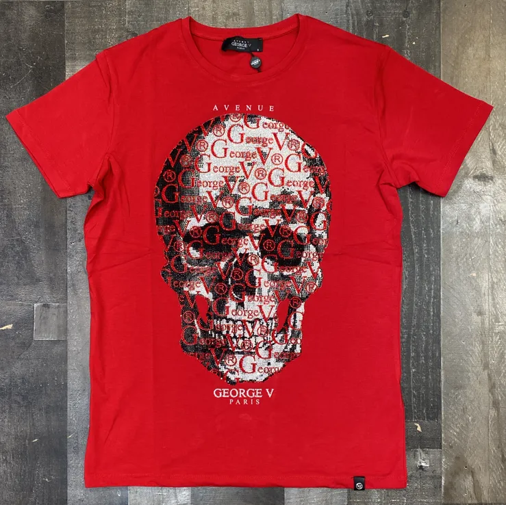 George V- logo skull studded ss tee (red)