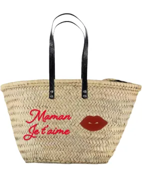 Gift for Mom- Maman Je t'aime Straw Bag