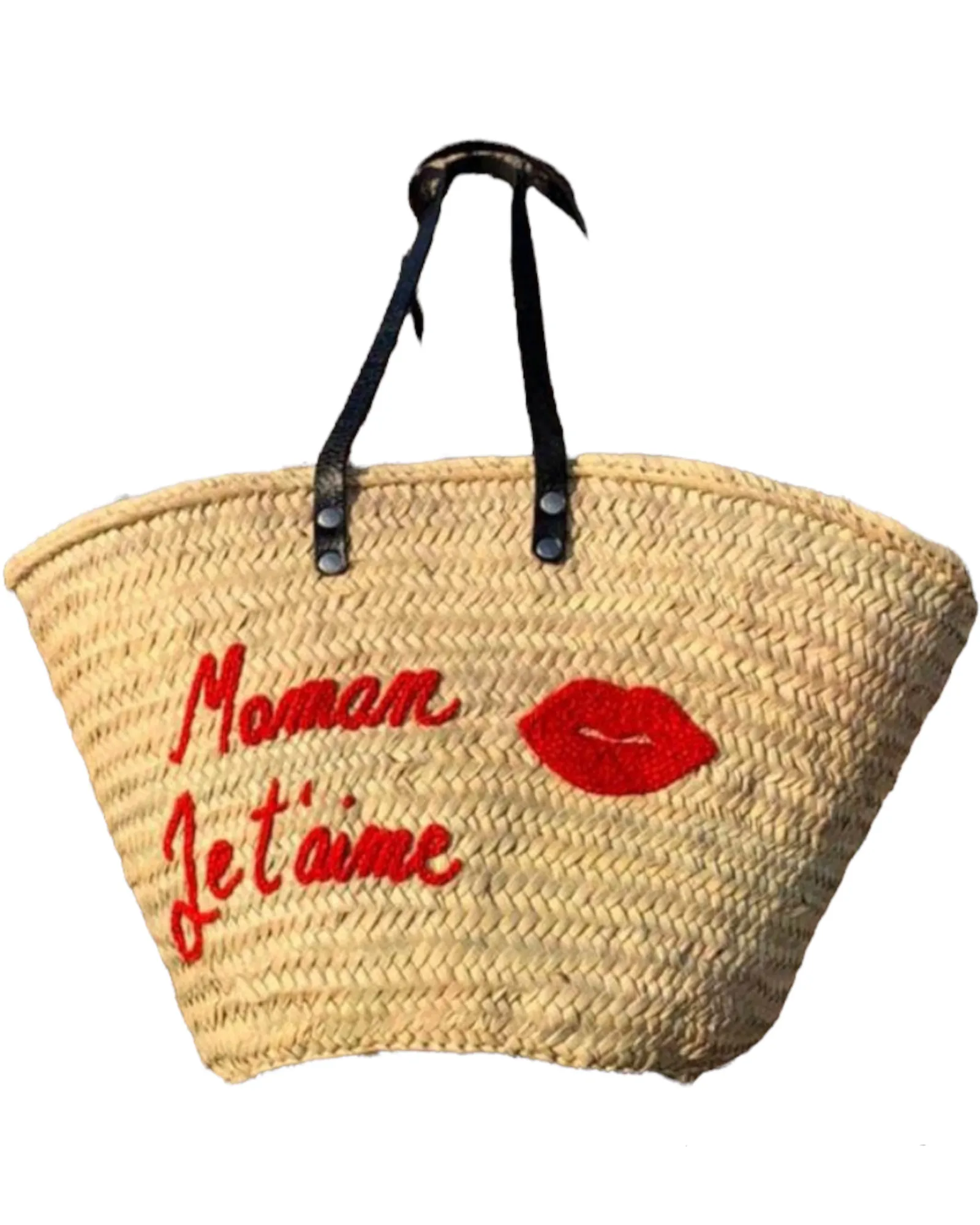 Gift for Mom- Maman Je t'aime Straw Bag