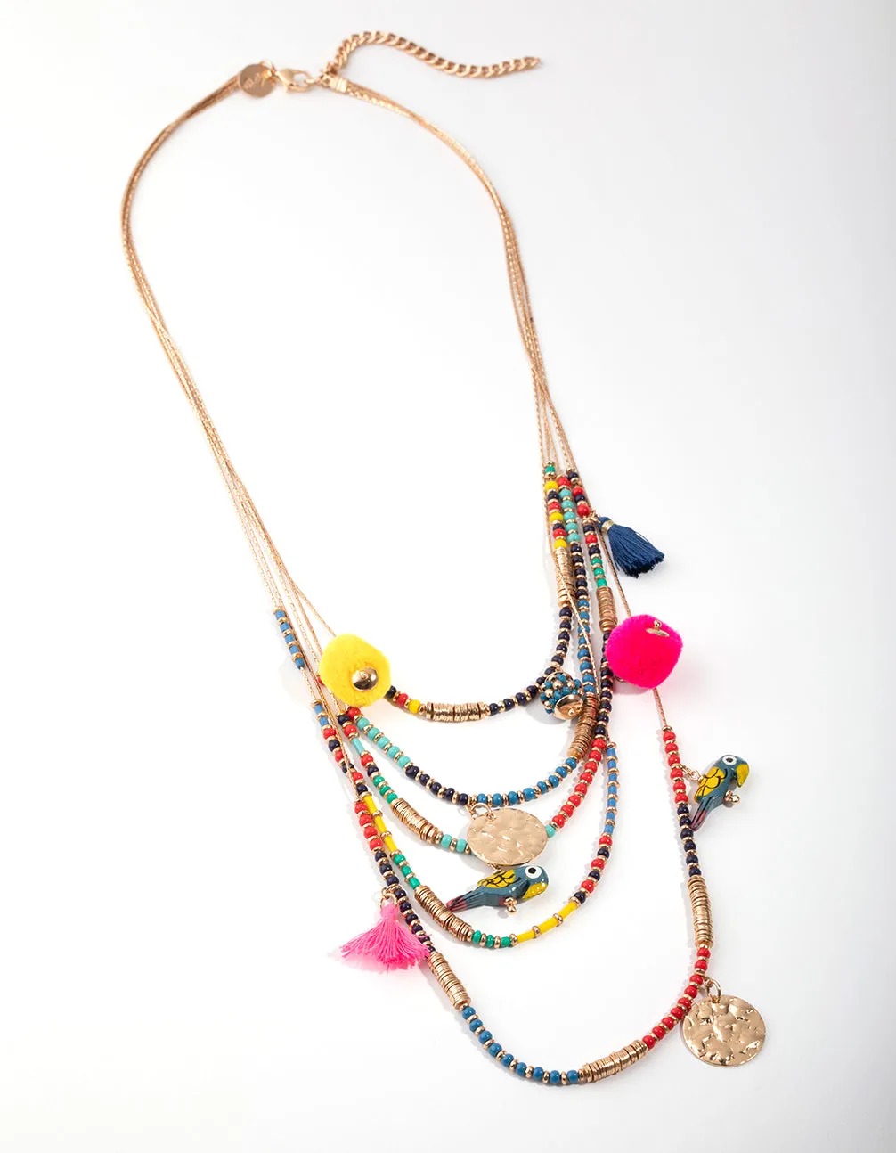 Gold Bead & Coin Long Necklace