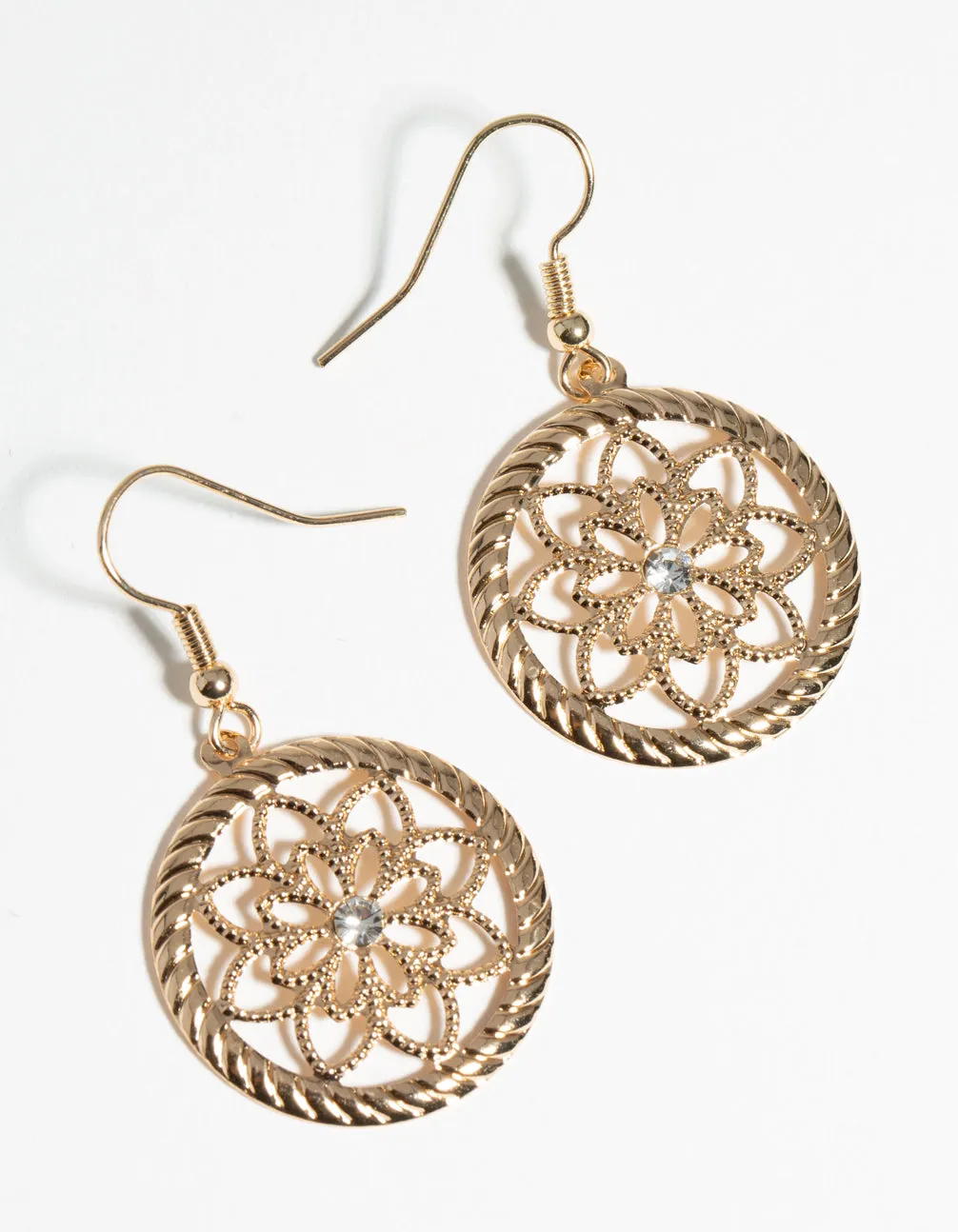 Gold Detailed Drop Earrings