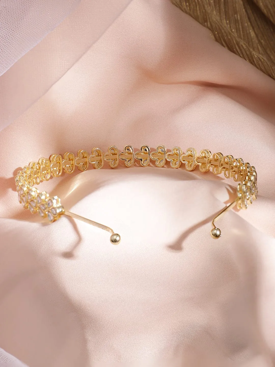 Gold Plated Kundan Studded Hairband