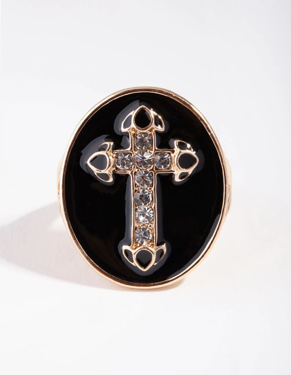 Gold Shield Cross Ring