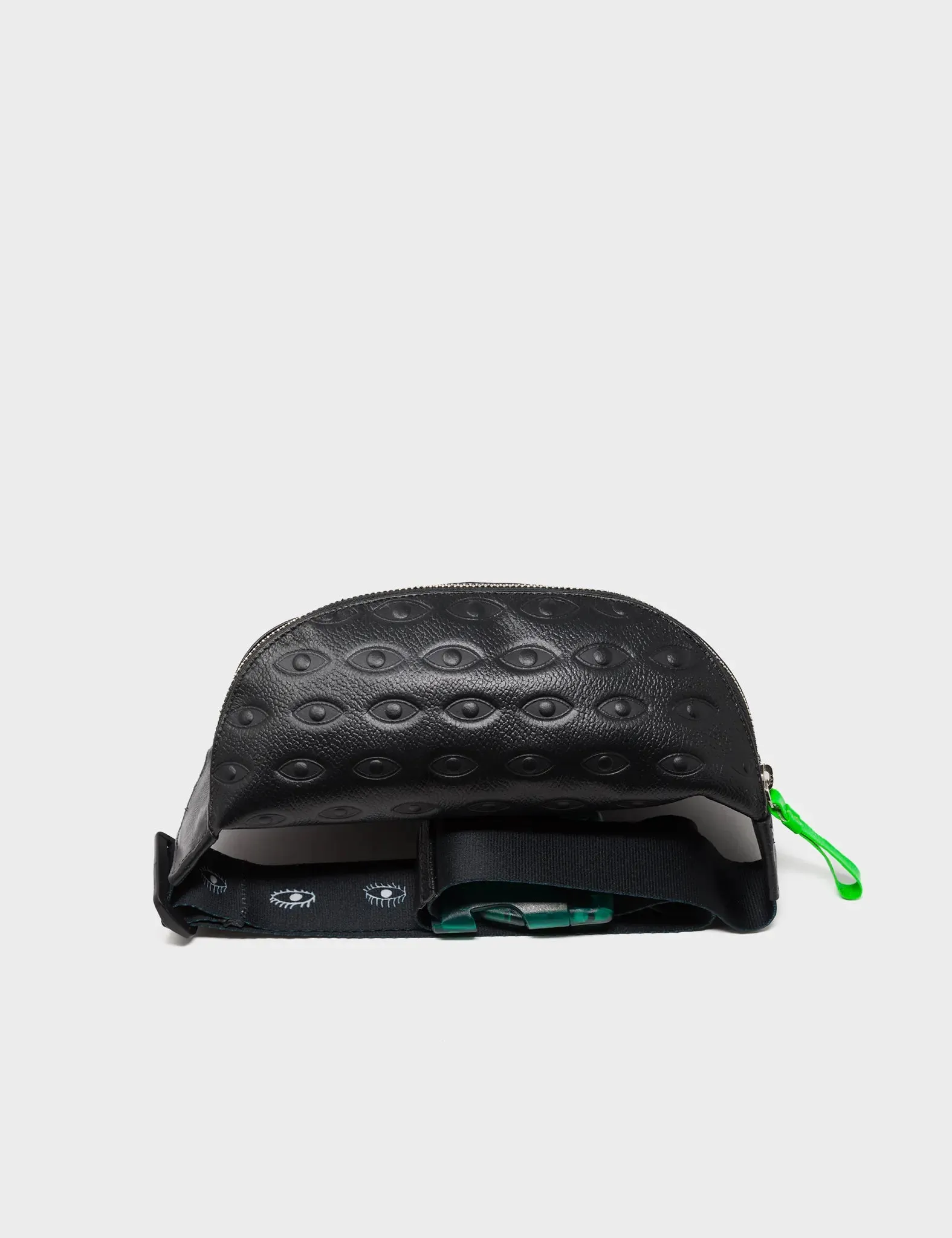 Harold Fanny Pack Black Leather - Eyes Pattern Debossed