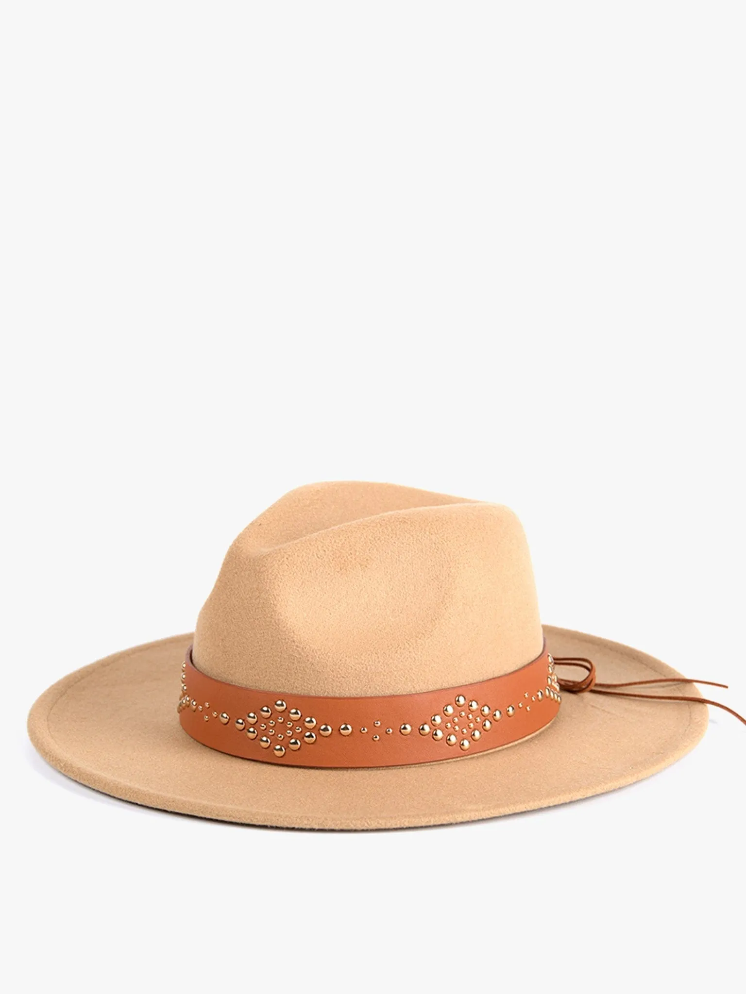 HAT2194 Glinda Grommet Trim Wide Brim Fedora