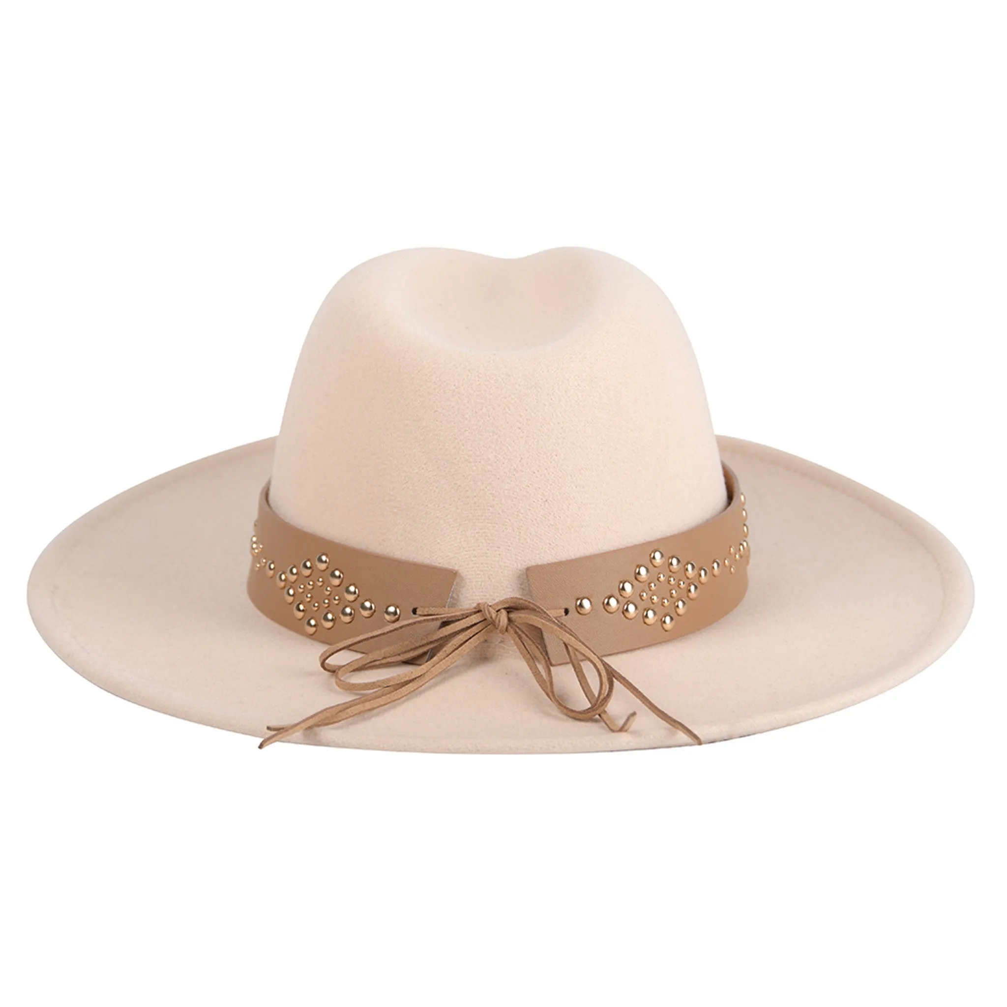 HAT2194 Glinda Grommet Trim Wide Brim Fedora