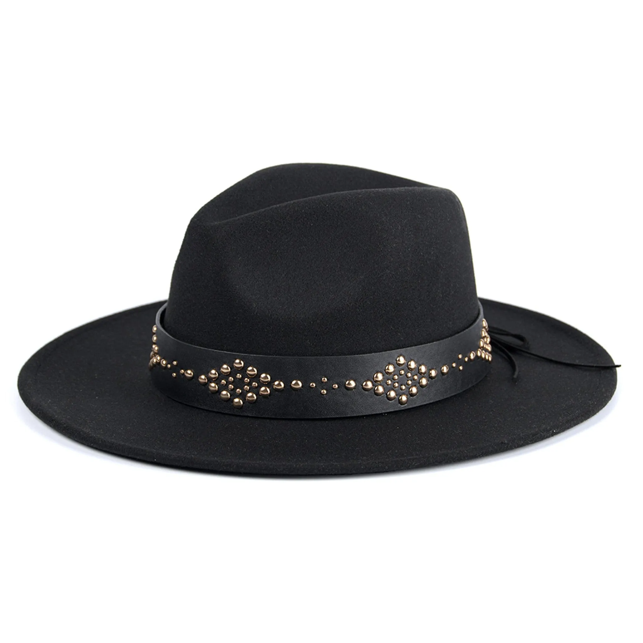 HAT2194 Glinda Grommet Trim Wide Brim Fedora