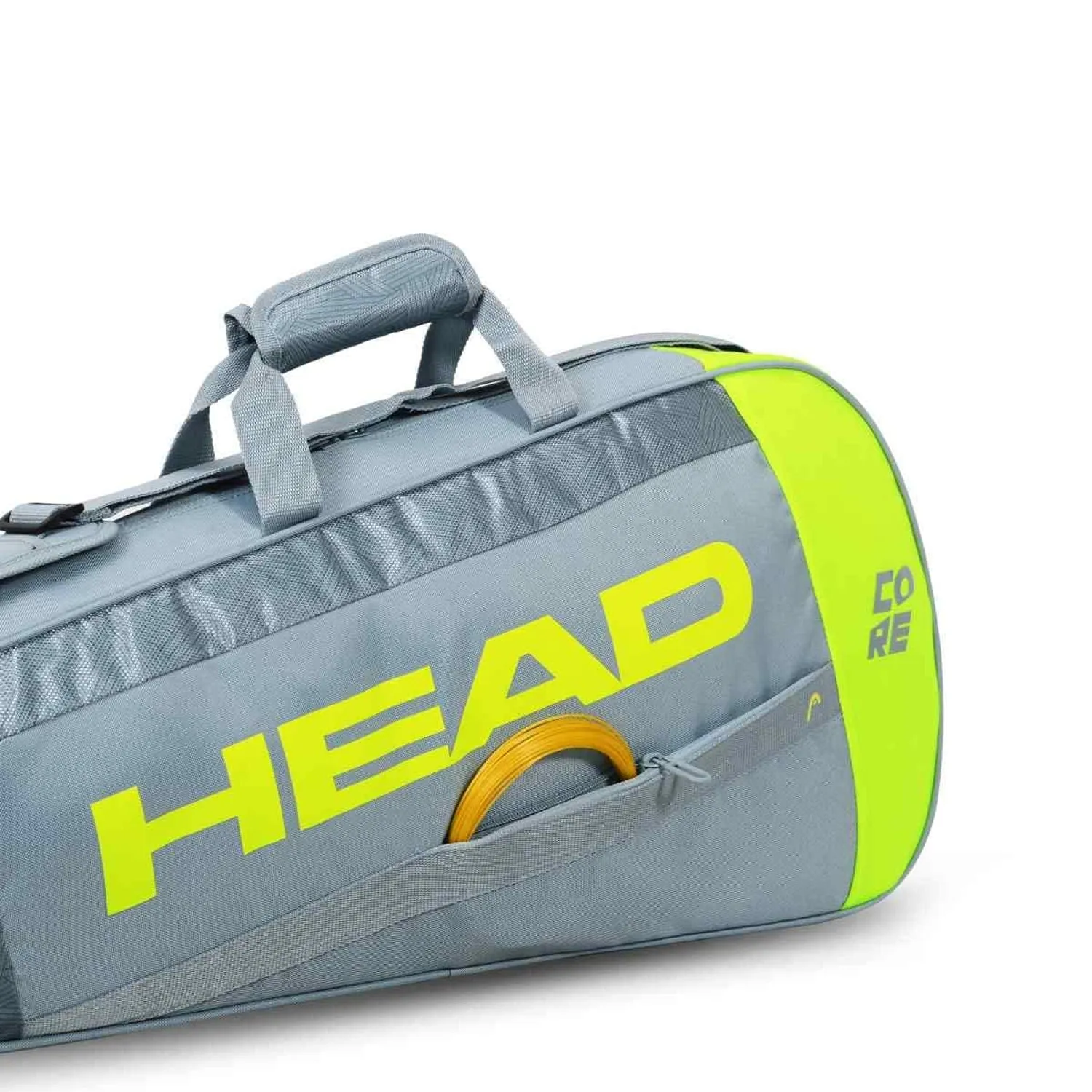 Head Core 6R Combi Tennis Kit Bag, Grey/Neon Yellow