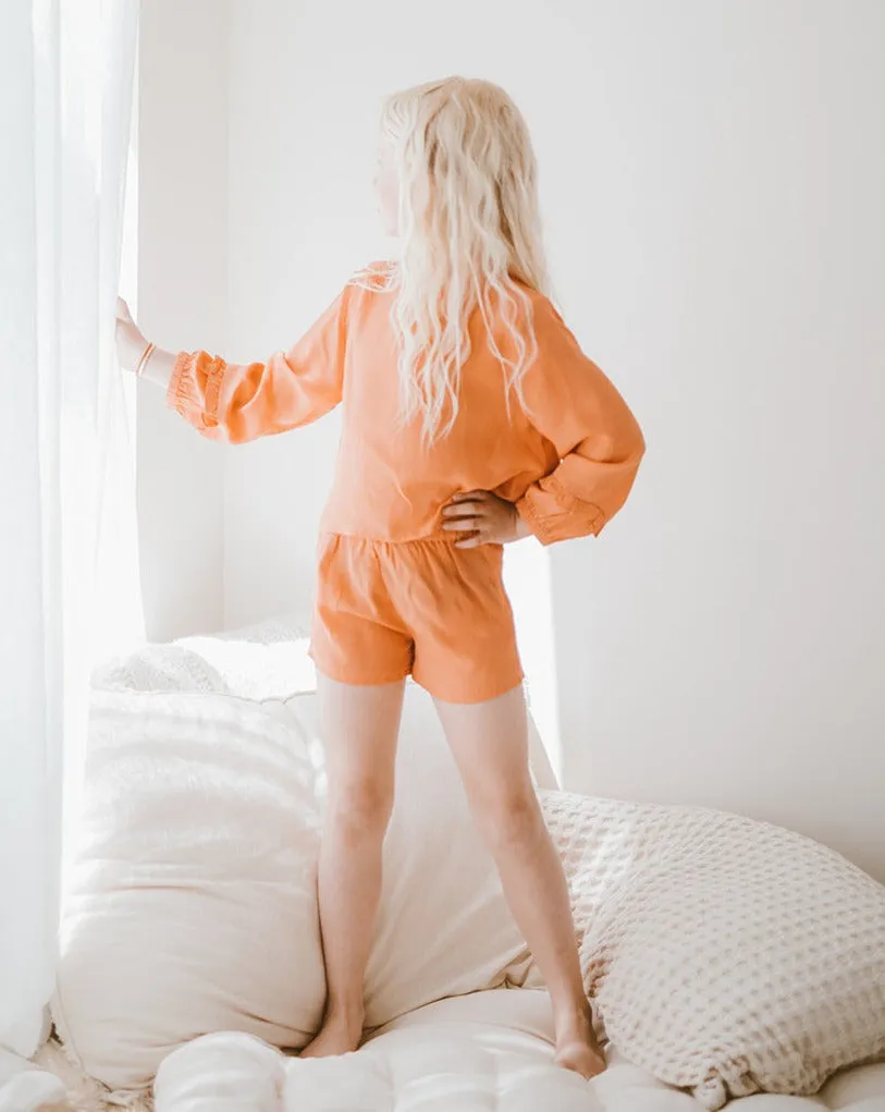 High Waisted Shorts | Daisy Peach