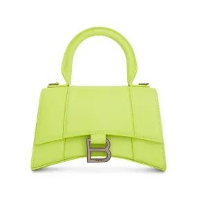 Hourglass XS Croco Embossed Bag in Fluo Yellow