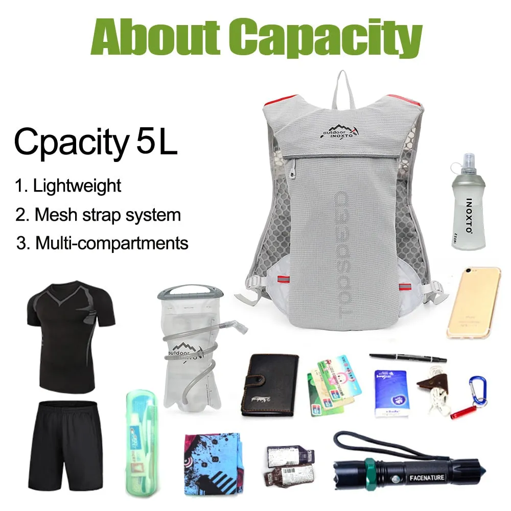 INOXTO trail running-ultra-light 5L backpack, running hydration vest, marathon, bicycle 1.5L 2L Water Bag