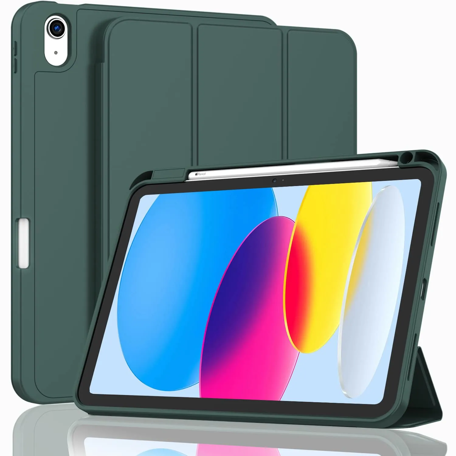 iPad 10.9 Case 2022 with Pencil Holder, Auto Wake Sleep, Dark Green