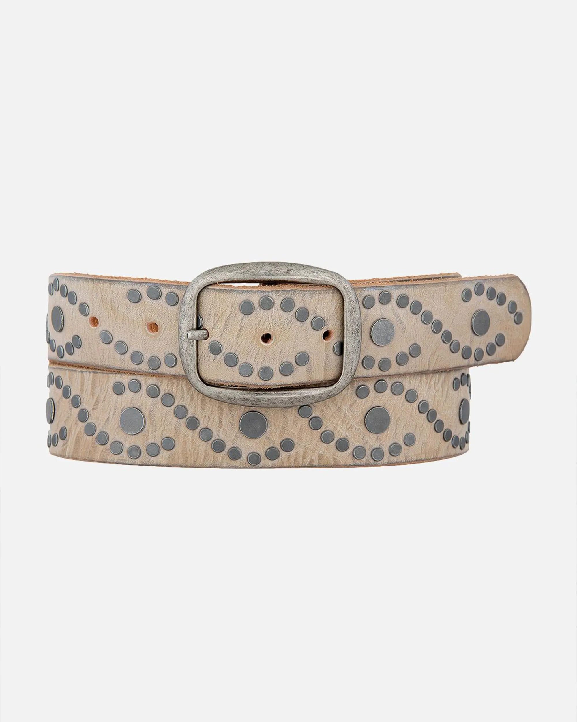 Irena | Women's Studded Leather Belt | Antique Silver Studs