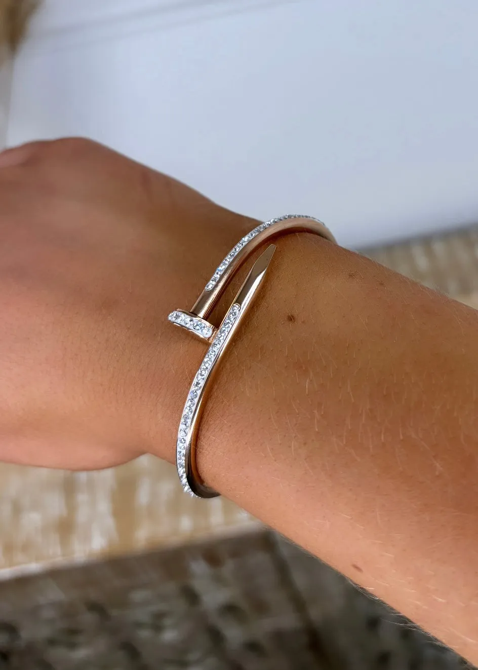 Irma Rose Gold Diamond Nail Bracelet