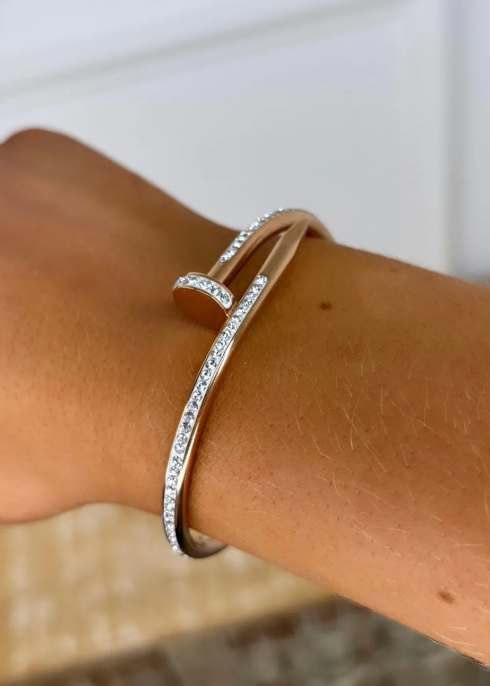 Irma Rose Gold Diamond Nail Bracelet