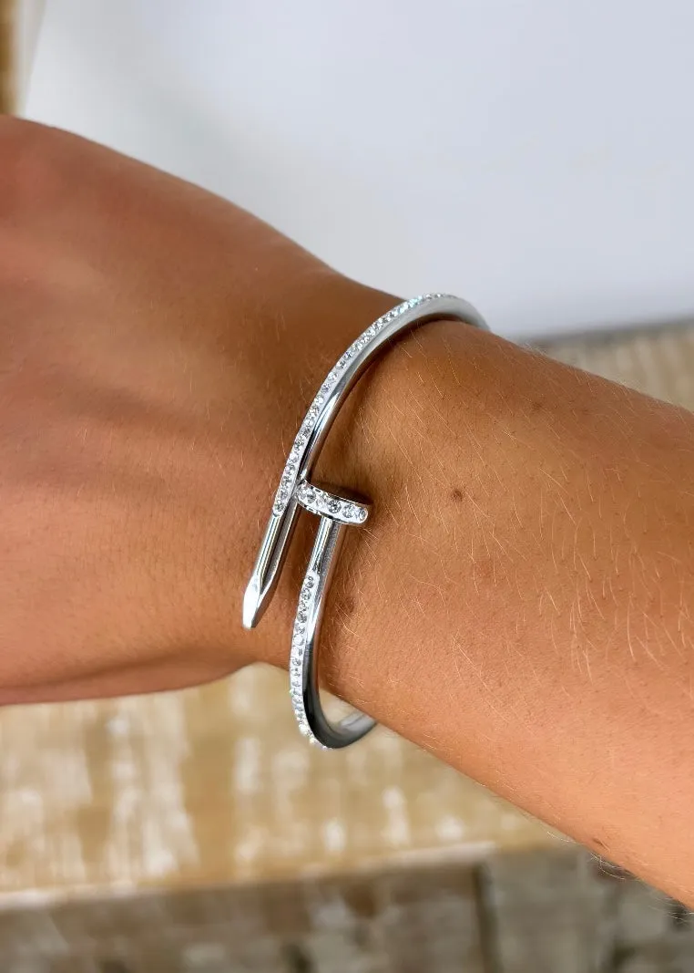 Irma Silver Diamond Nail Bracelet