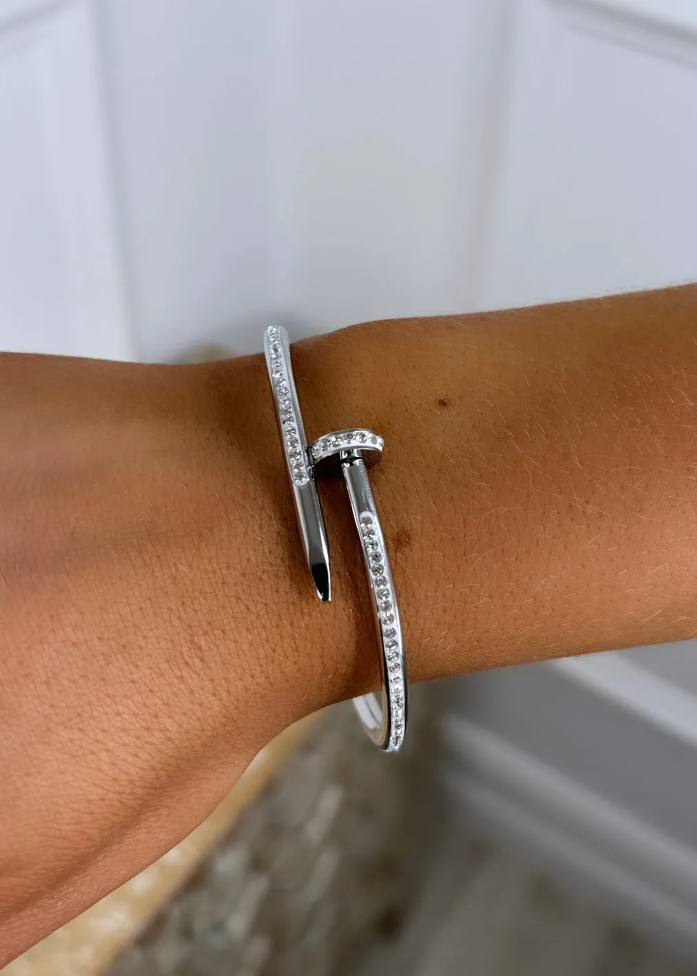 Irma Silver Diamond Nail Bracelet