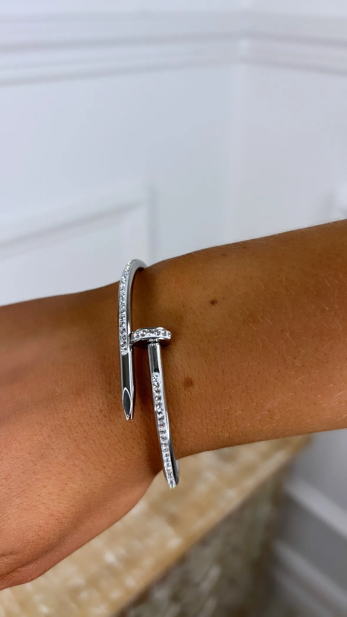 Irma Silver Diamond Nail Bracelet